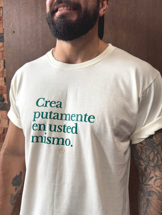 Camiseta CF Crea P*tamente en Ud Vainilla