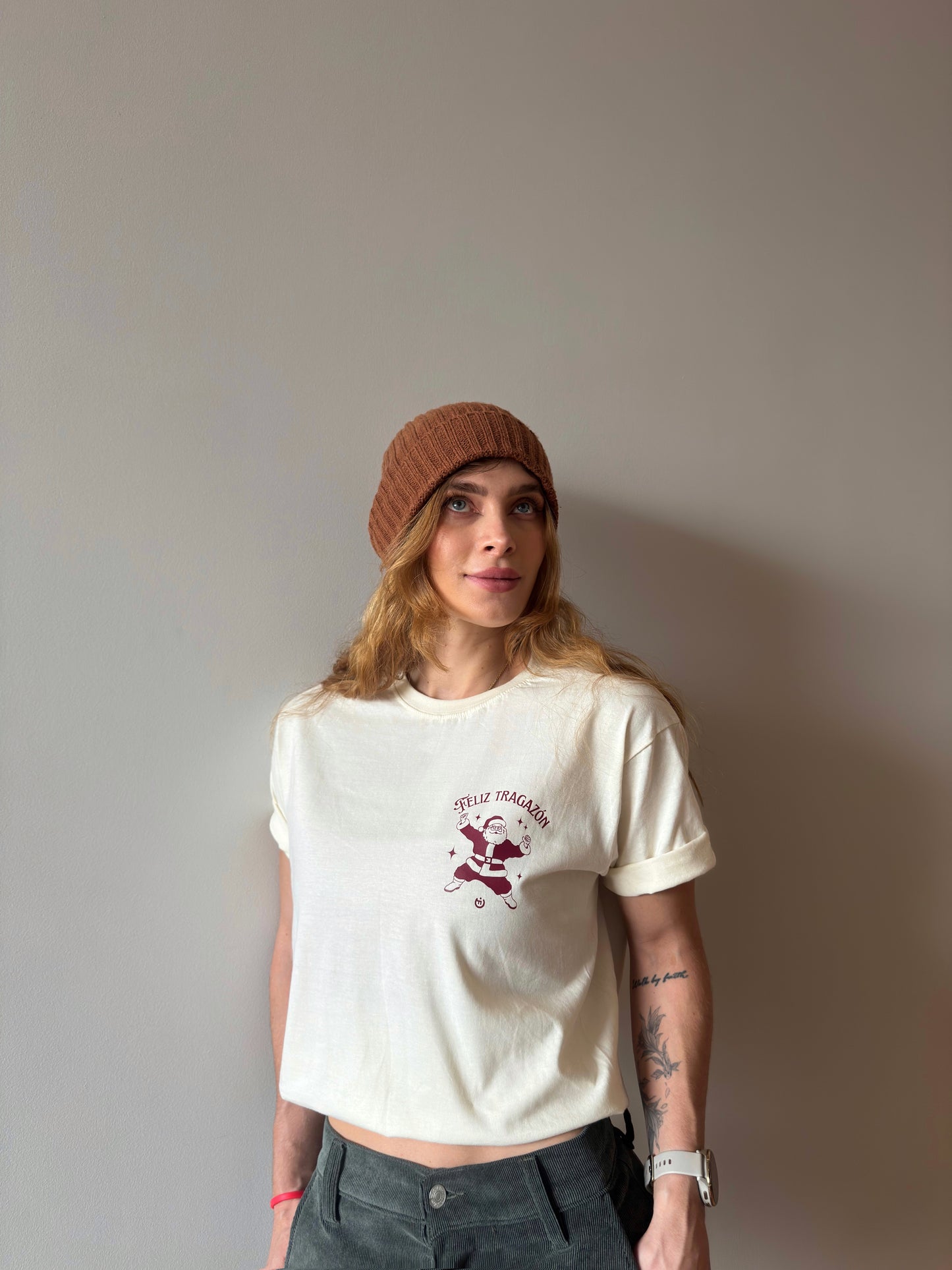 Camiseta CF Feliz Tragazón Edición Navidad Vainilla Mujer