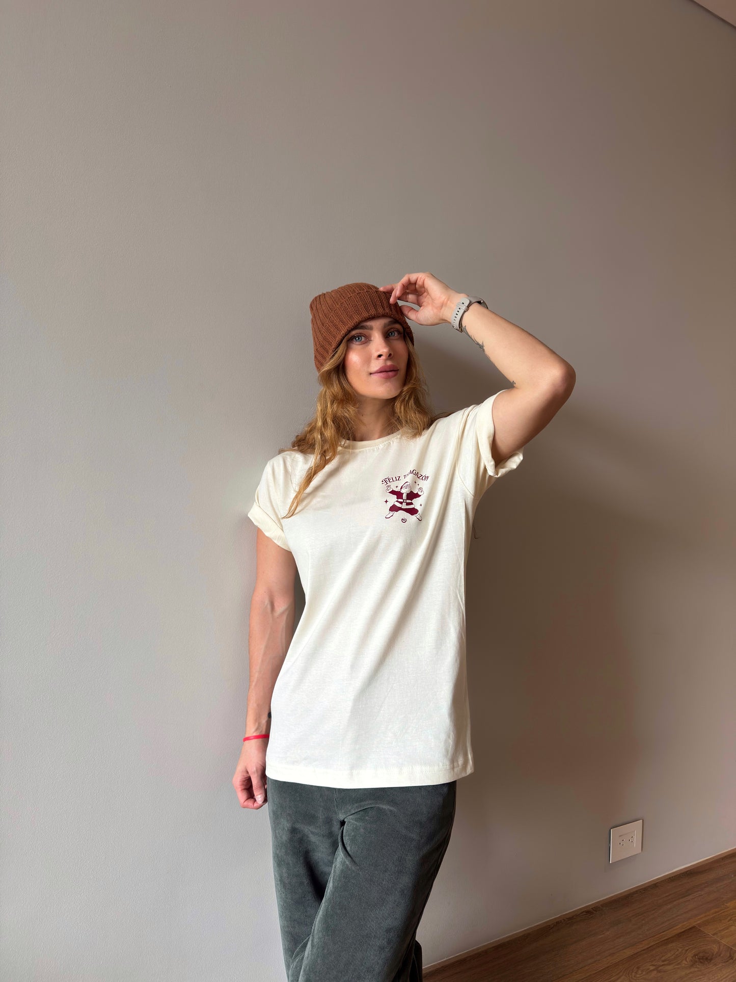 Camiseta CF Feliz Tragazón Edición Navidad Vainilla Mujer