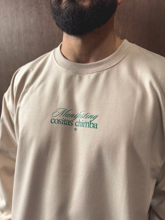 Buzo CF sin capota Mantifesting Cositas Chimba Beige