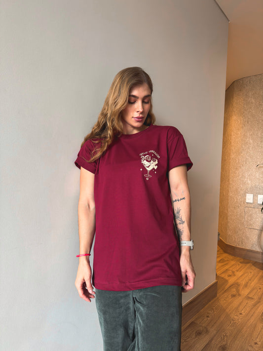 Camiseta CF Feliz Tragazón Edición Navidad Vino tinto Mujer