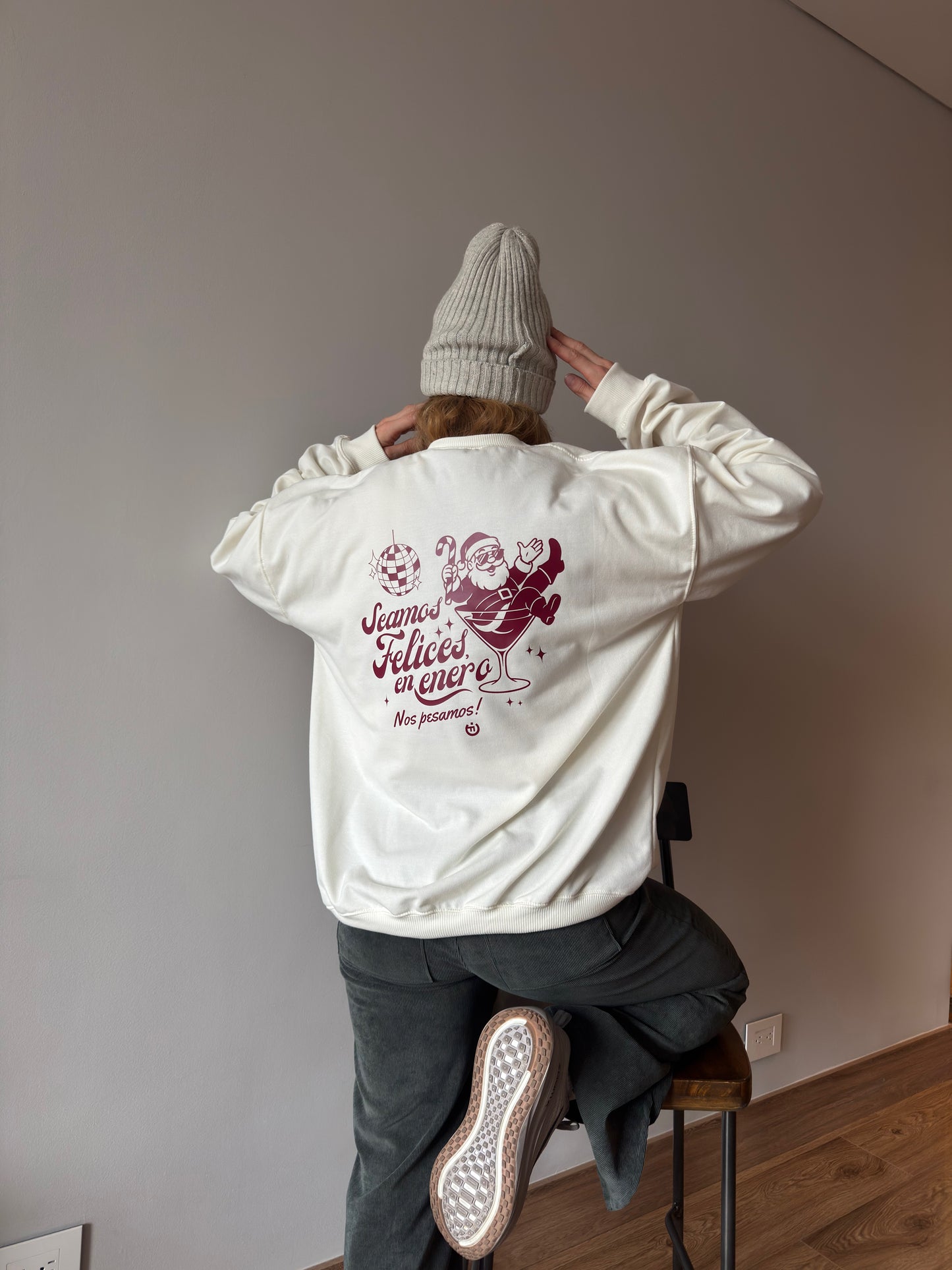 Buzo CF sin capota Feliz Tragazón Edición Navidad Vainilla Mujer