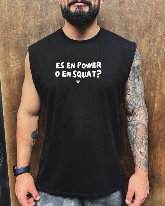 Tank Es en Power o en Squat Negro Hombre