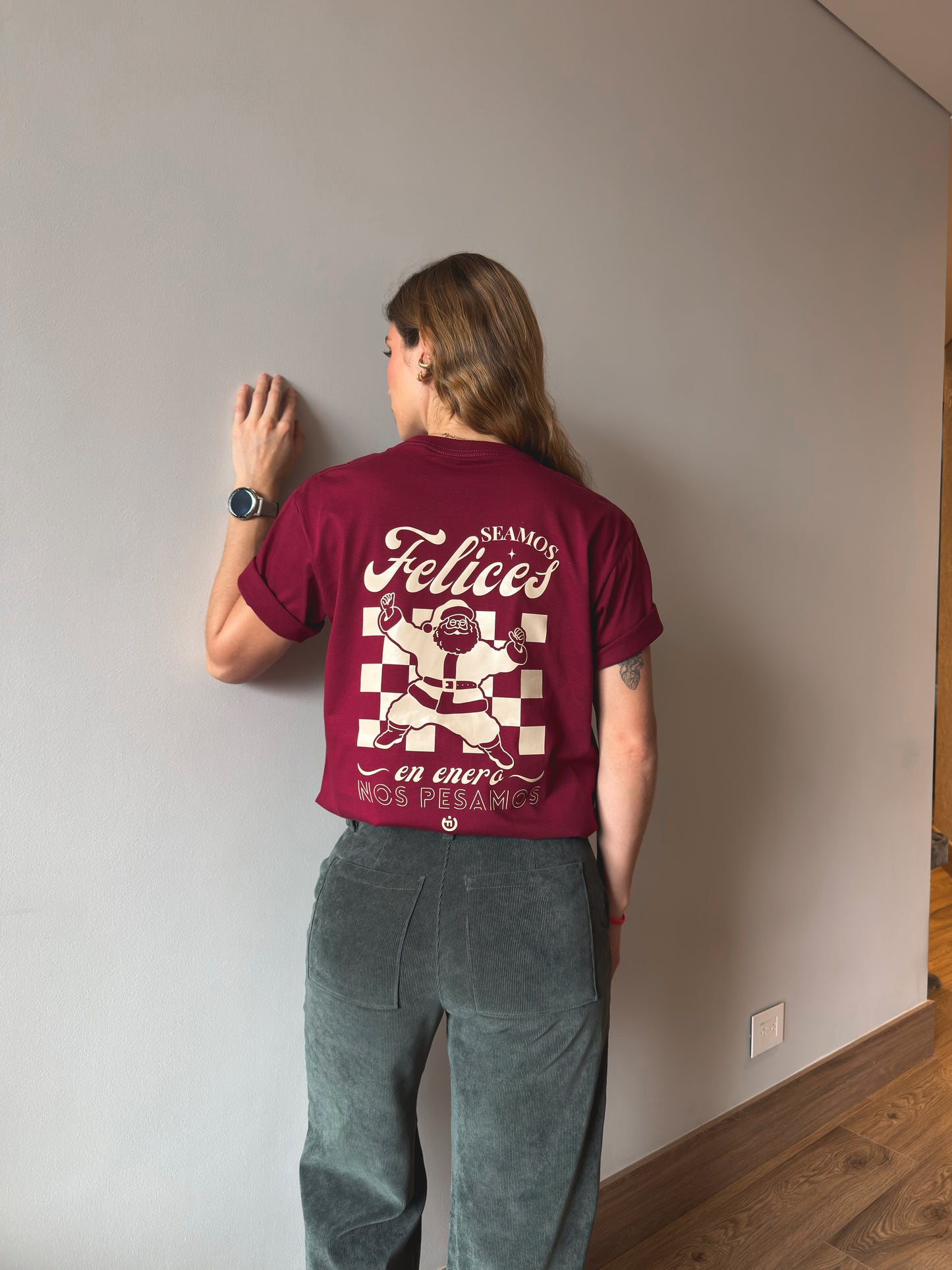 Camiseta CF Feliz Tragazón Edición Navidad Vino tinto Mujer