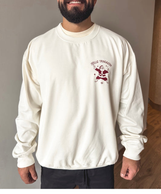 Buzo CF sin capota Feliz Tragazón Edición Navidad Vainilla