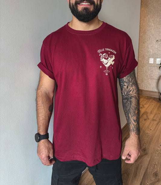 Camiseta CF Feliz Tragazón Edición Navidad Vinotinto